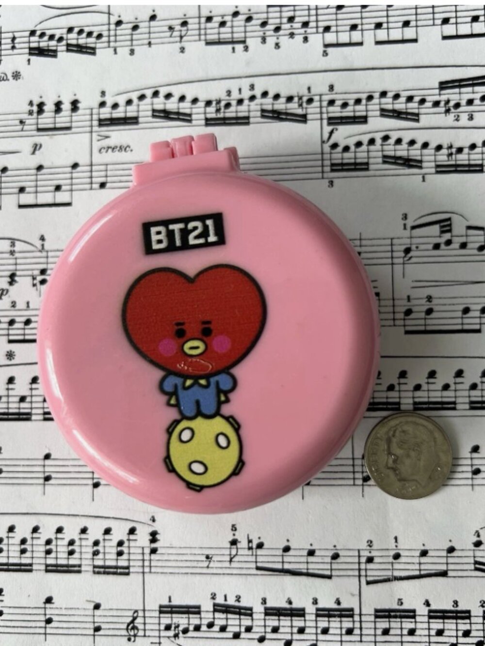 BT21 TATA Pink Round Mini Case BTS Character Cute Collectible K-Pop  ly-space